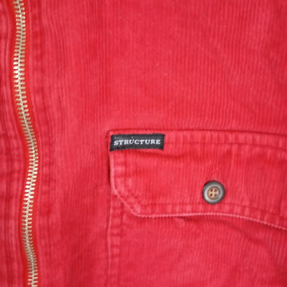 Vintage Structure Red Corduroy Half-Zip Shirt Jacket Size M Long Sleeve Casual - Picture 6 of 10